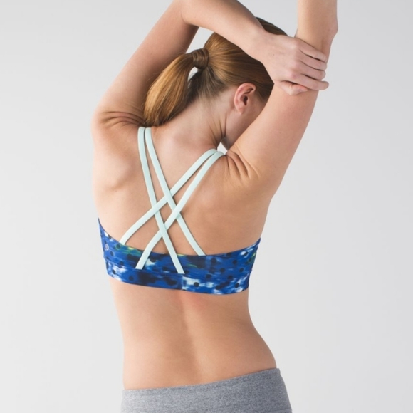 Lululemon Energy Bra Windy Blooms Saphire Blue Multi / Sea Mist - Picture 3 of 8